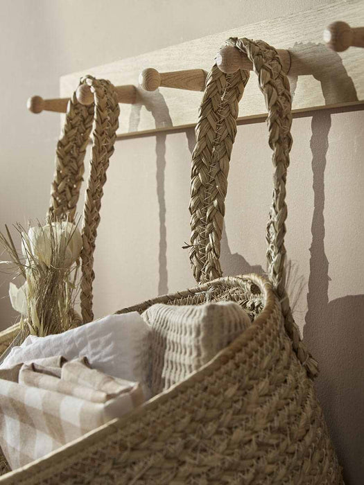 Two Braided Seagrass Hanging Storage Baskets
