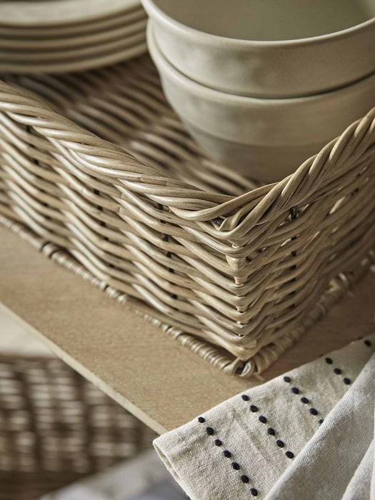 Two Faux Rattan Storage Trays