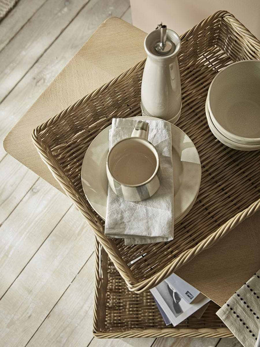 Two Faux Rattan Storage Trays