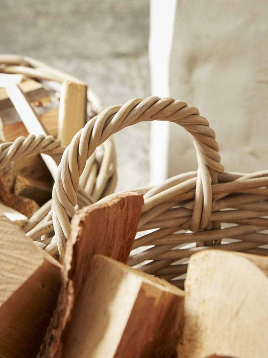 Two Rattan Log Baskets - Round