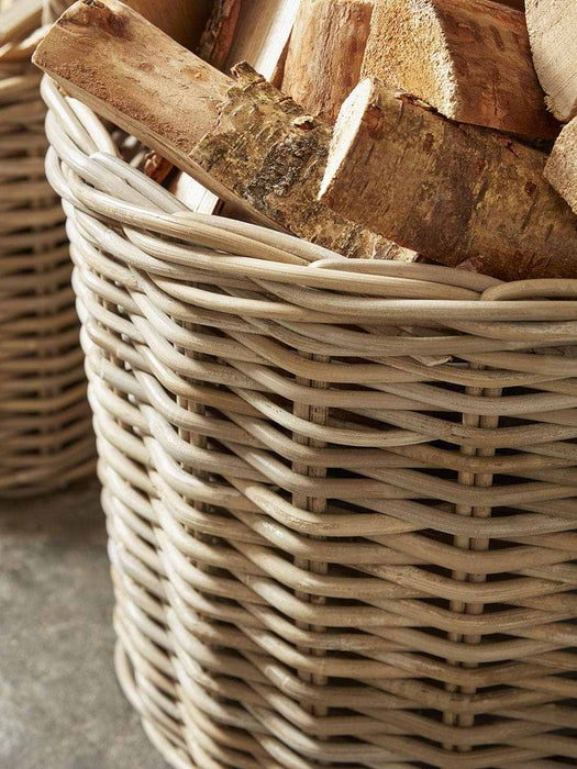 Two Rattan Log Baskets - Round