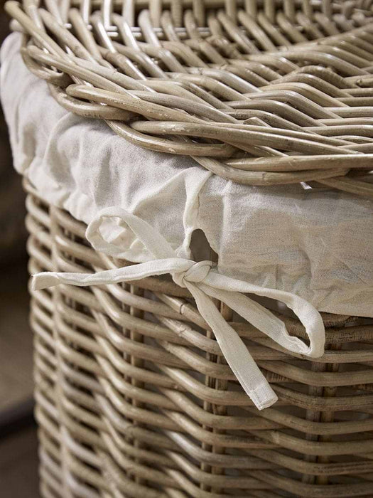 Lined Rattan Laundry Basket - Round