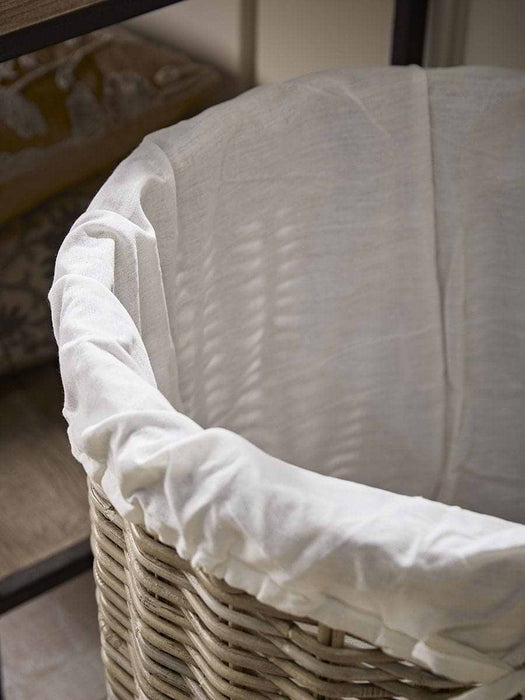 Lined Rattan Laundry Basket - Round