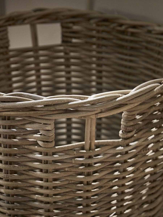 Lined Rattan Laundry Basket - Round