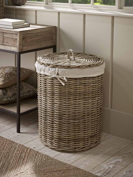 Lined Rattan Laundry Basket