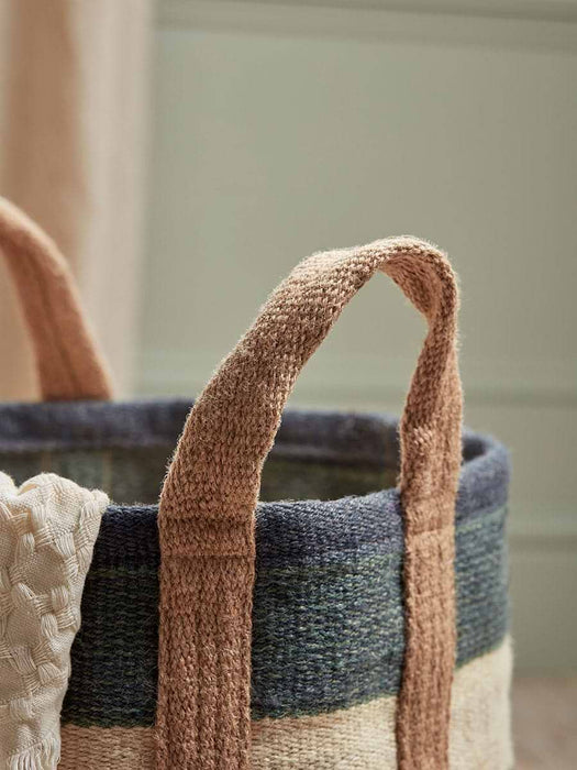 Striped Jute Storage Bag