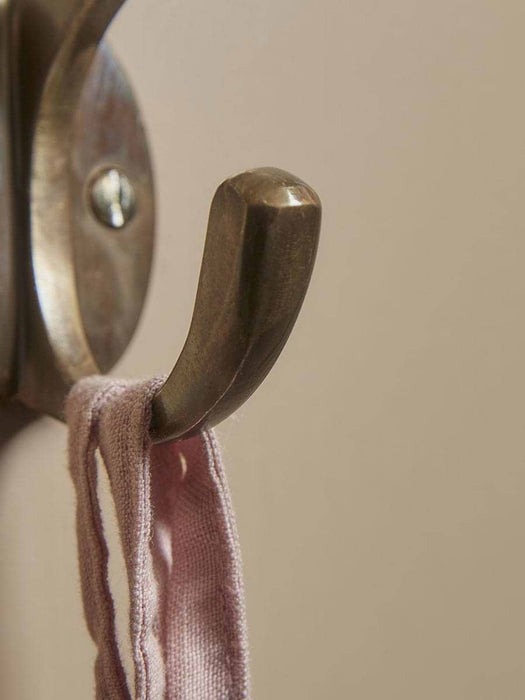 Double Coat Hook - Antique Brass
