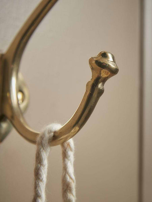 Decorative Double Coat Hook - Solid Brass