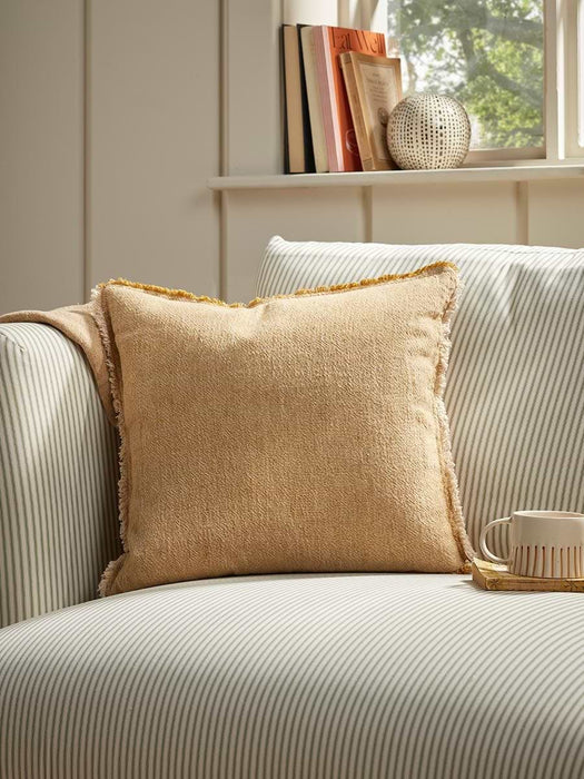 Frayed Edge Cushion - Buttercup