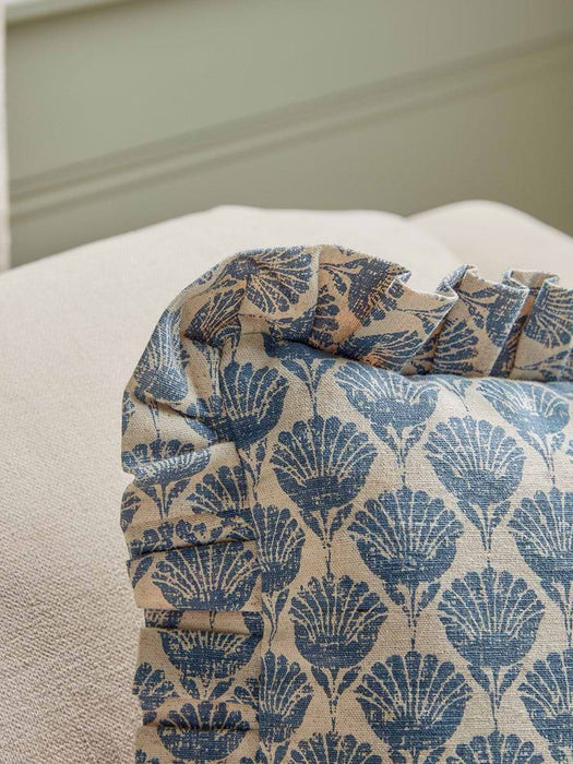 Ruffle Square Cushion - Swedish Blue Print