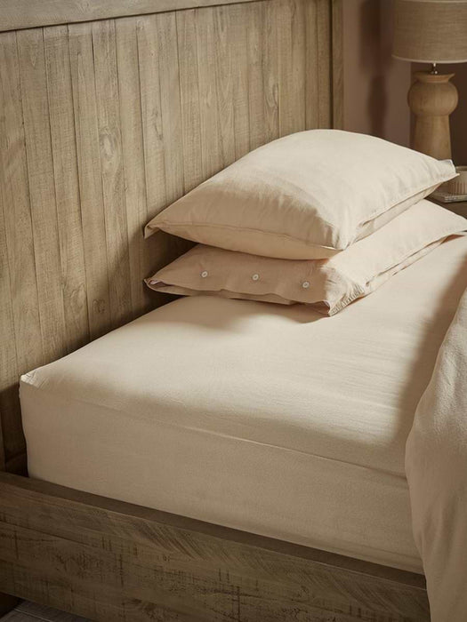 Cotton Super King Fitted Sheet- Flax