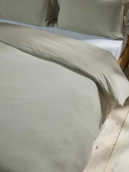 Muslin Super King Duvet Cover Set - Eucalyptus