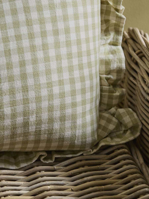 Gingham Ruffle Rectangular Cushion