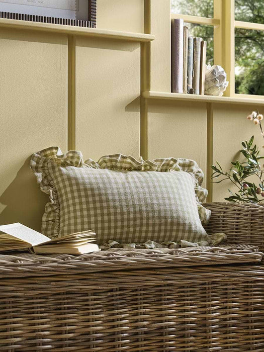Gingham Ruffle Rectangular Cushion