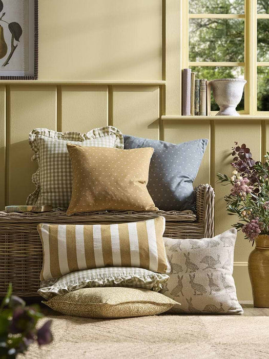 Gingham Ruffle Square Cushion - Sage