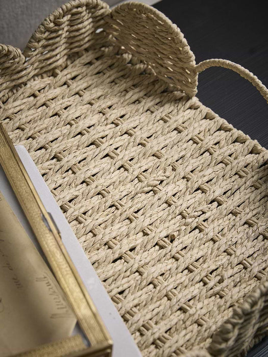 Scalloped Rattan Tray - Rectangular