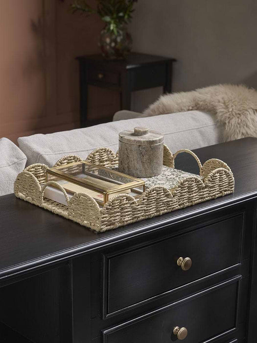 Scalloped Rattan Tray - Rectangular