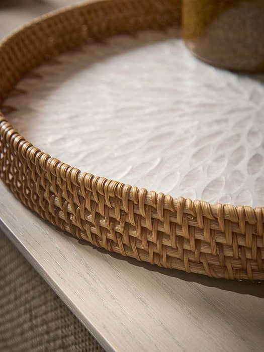 Rattan & Capiz Serving Tray
