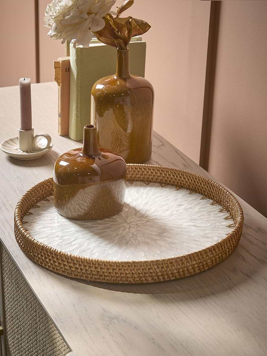 Rattan & Capiz Serving Tray