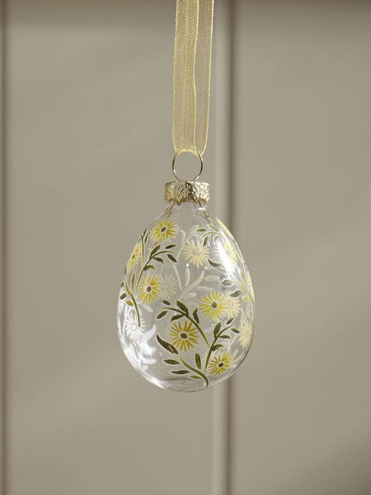 Six Floral Glass Hanging Eggs