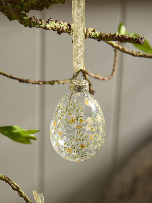 Six Floral Glass Hanging Eggs
