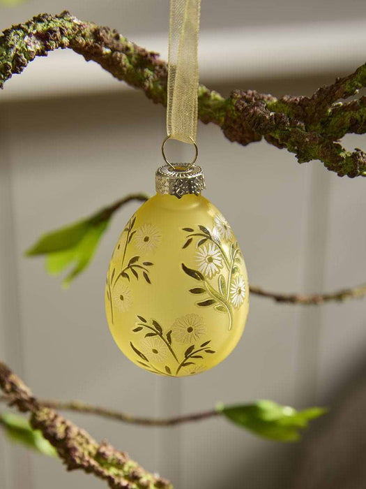 Six Floral Glass Hanging Eggs