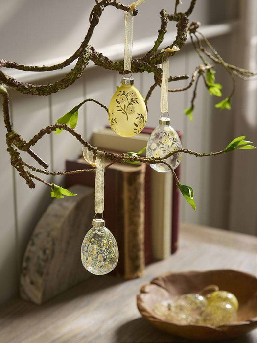 Six Floral Glass Hanging Eggs