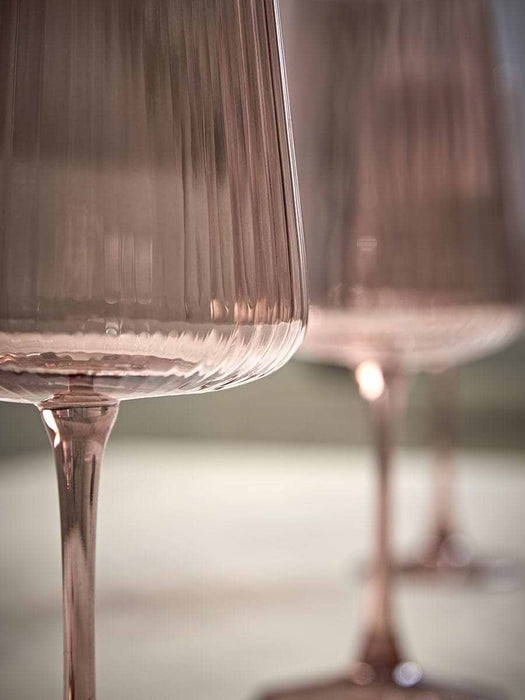 Four Fluted Wine Glasses - Pecan