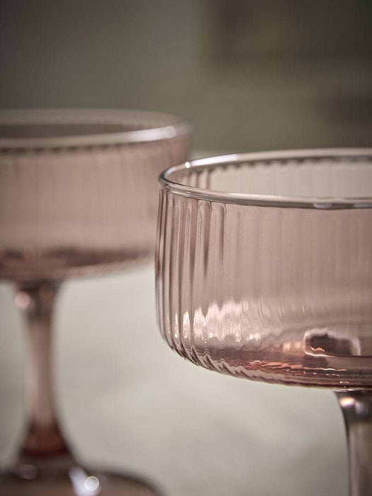 Four Fluted Wine Glasses - Pecan