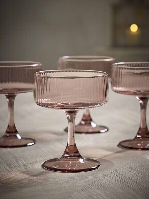 Four Fluted Wine Glasses - Pecan