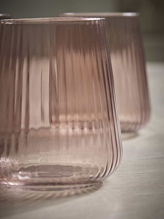 Four Fluted Wine Glasses - Pecan