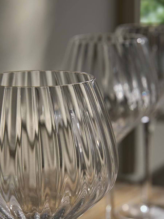 Four Fluted Red Wine Glasses