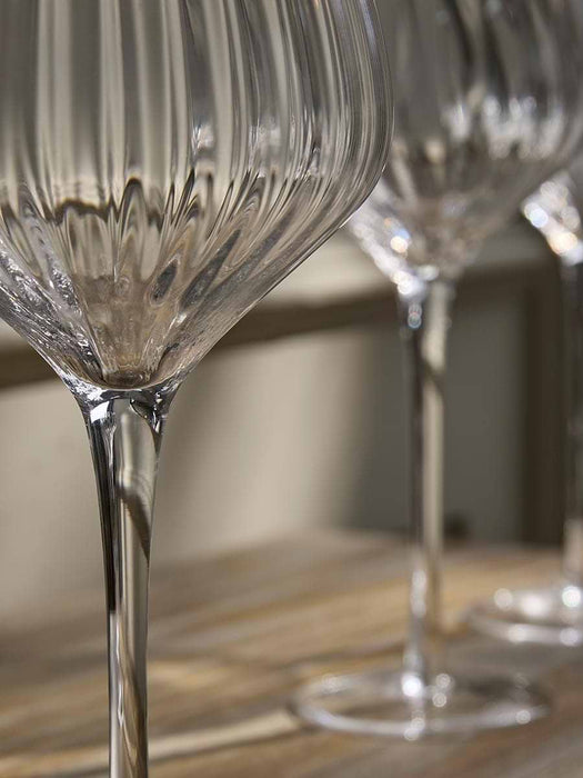 Four Fluted Red Wine Glasses