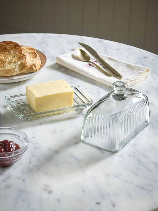 Fluted Glass Butter Dish