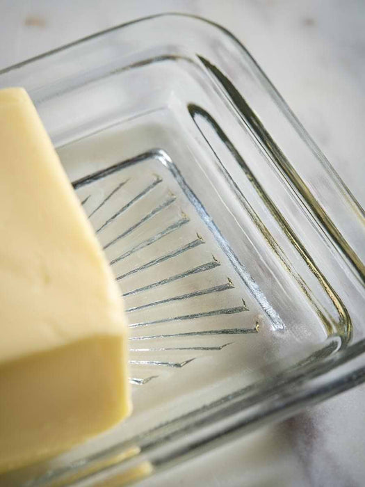 Fluted Glass Butter Dish
