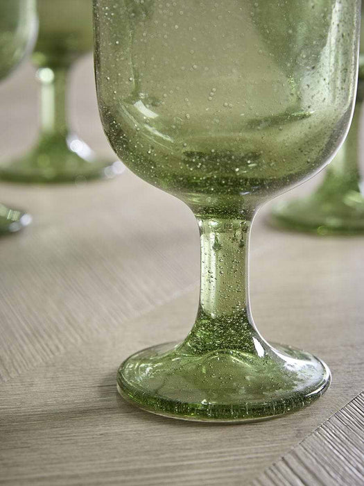 Four Bubble Glass Tumblers - Green