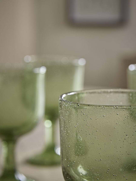 Four Bubble Glass Wine Glasses