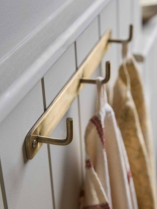 Small Plate Mounted Hook Rack - Brass Finish