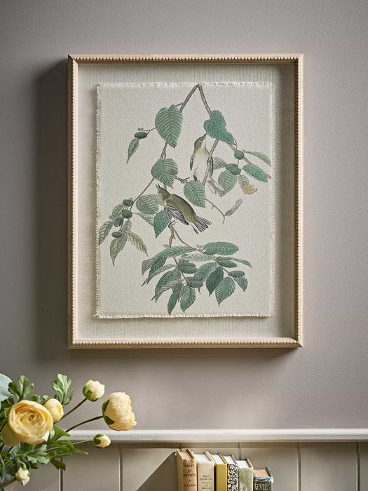 Printed Linen Warblers Beaded Frame