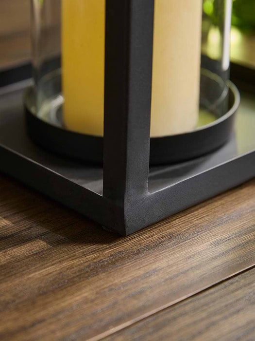 Black Coated Metal Lantern- Medium