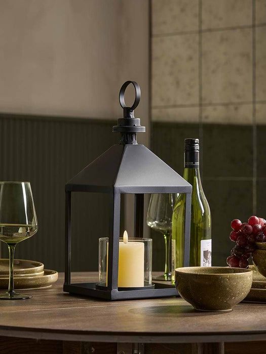 Black Coated Metal Lantern- Medium