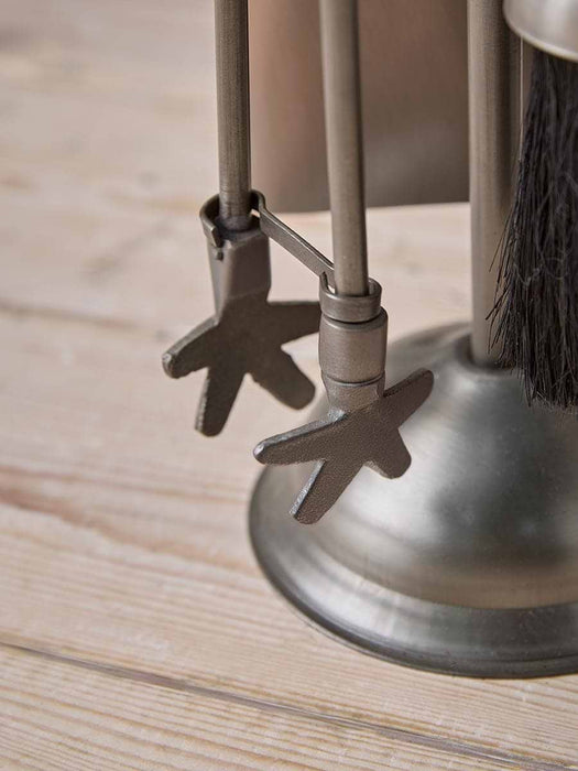 Antique Pewter Ball Topped Fireside set