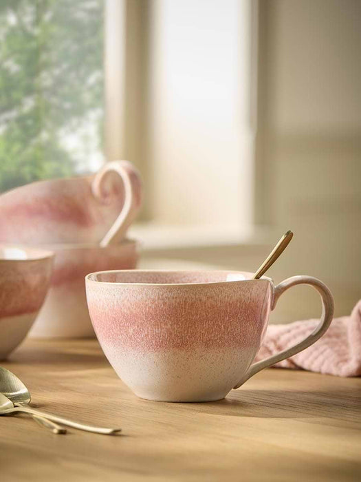 Four Reactive Glaze Mugs- Rose Pink