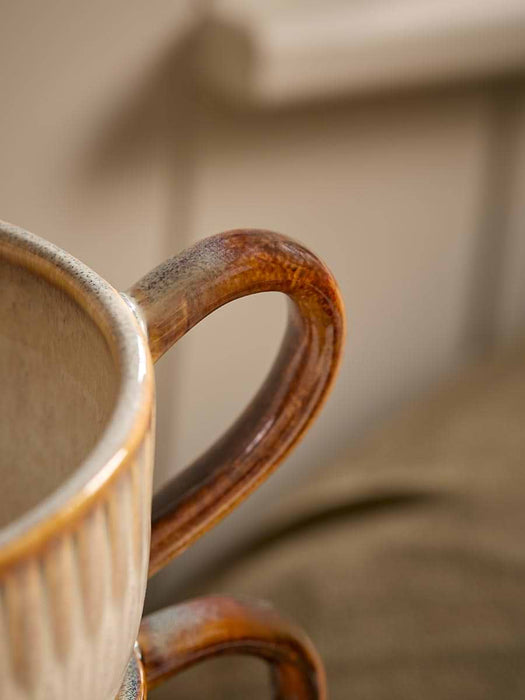 Four Organic Ridged Mugs