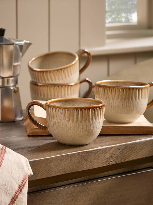 Four Organic Ridged Mugs