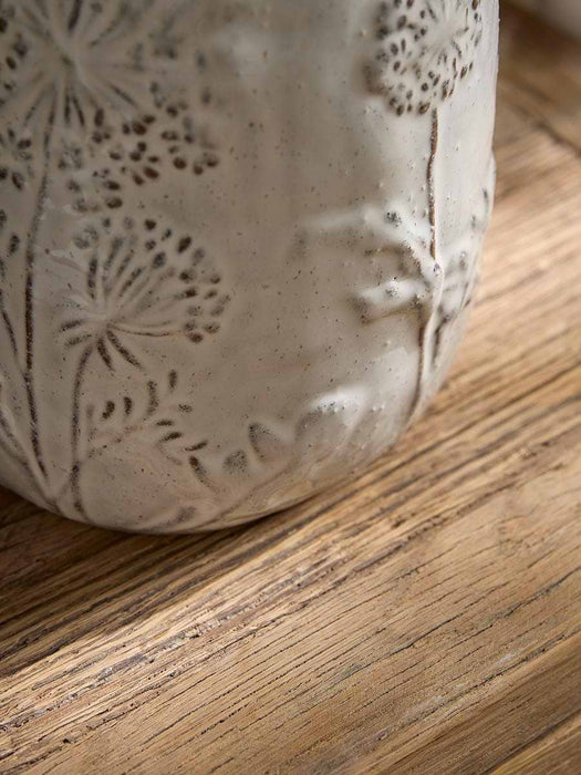 Floral Embossed Ceramic Vase