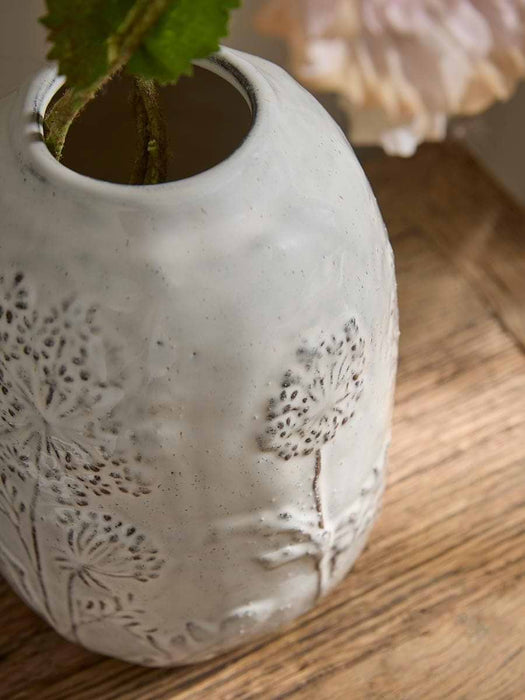 Floral Embossed Ceramic Vase
