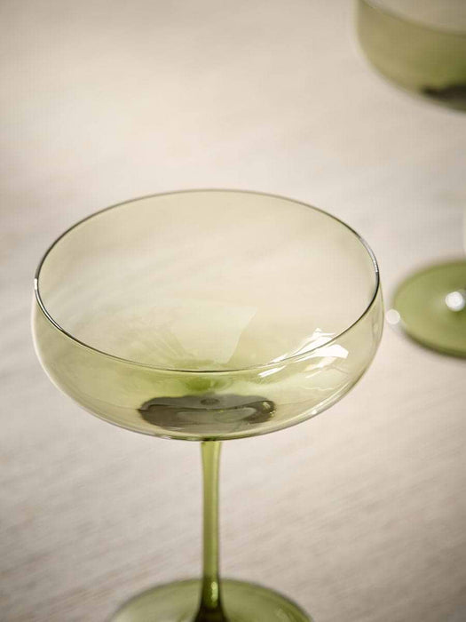 Four Green Champagne Coupes