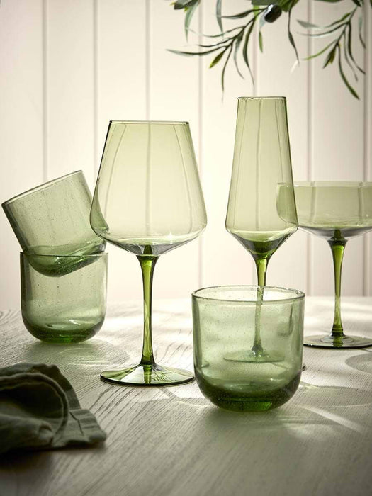 Four Green Champagne Coupes
