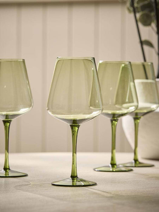 Four Green Wine Glasses